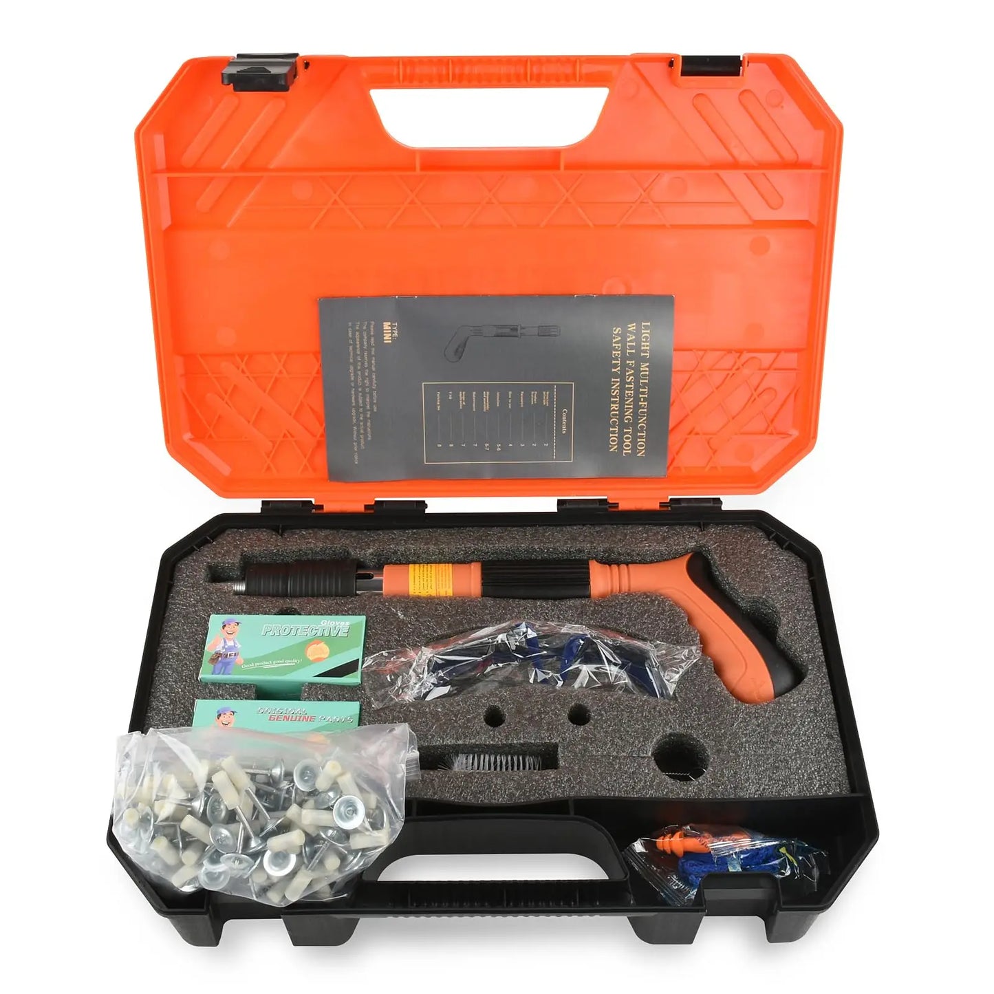 Manual Concrete Nail Gun Kit With 110 Nails