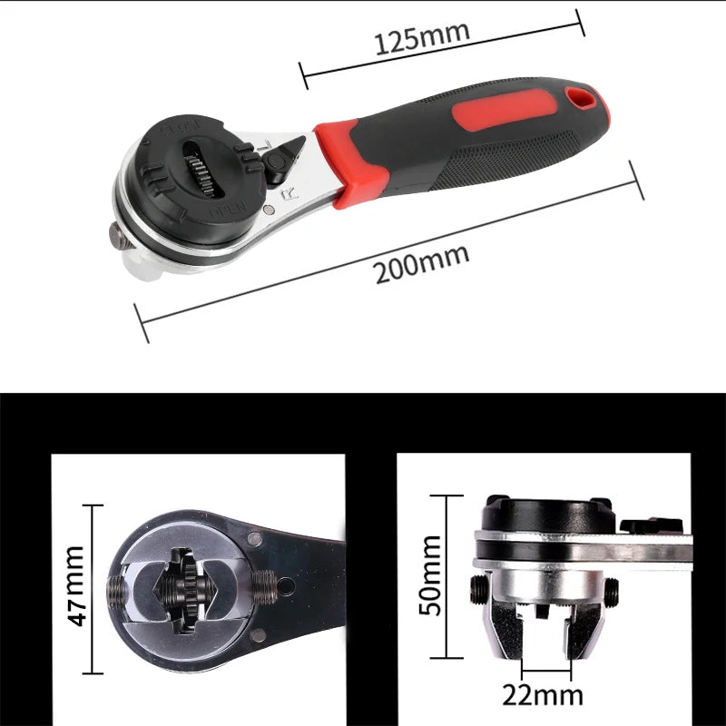 Universal Adjustable Ratcheting Wrench – 6–22 mm (1/4–7/8)