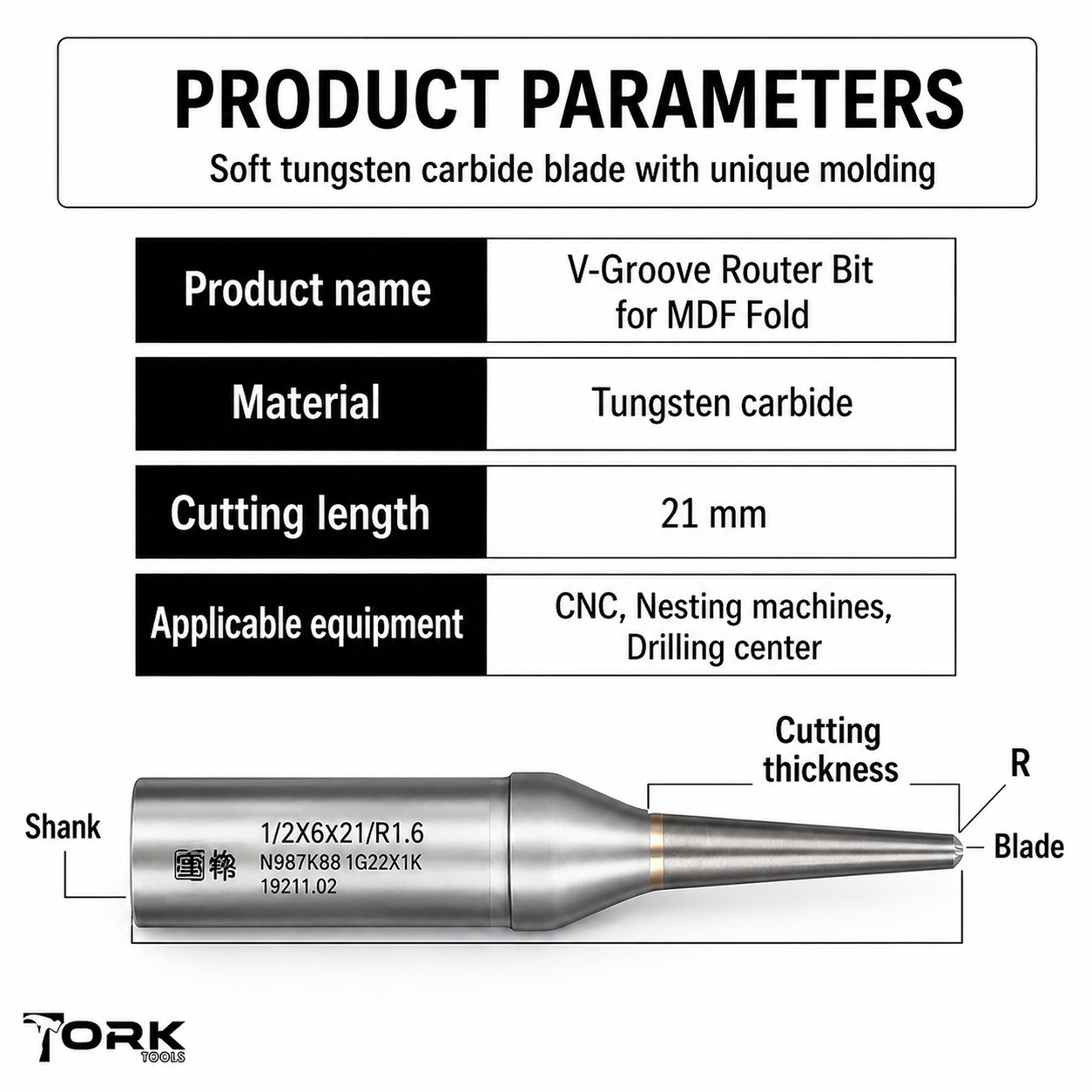 V Groove Folding Router Bit (12.7mm / 1/2")