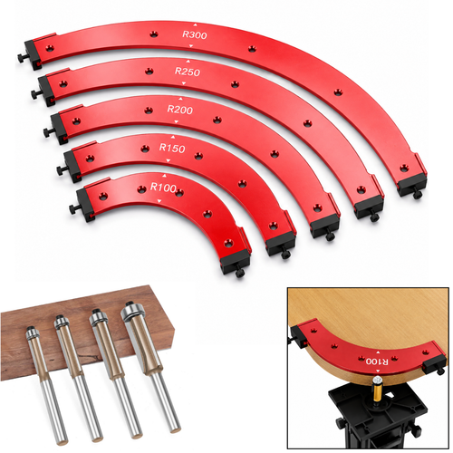 Curve Routing Jig Set with 4 Router Bits