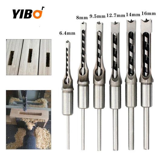 Square Hole Drill Bit Set – Mortise Chisel Kit for Drill Press (4 Pieces)