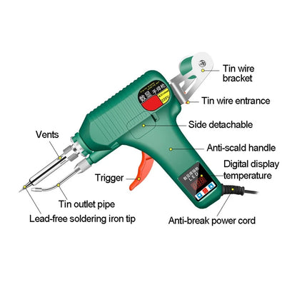 120W Auto Feed Soldering Iron – Digital Temperature Control, PTC Heating