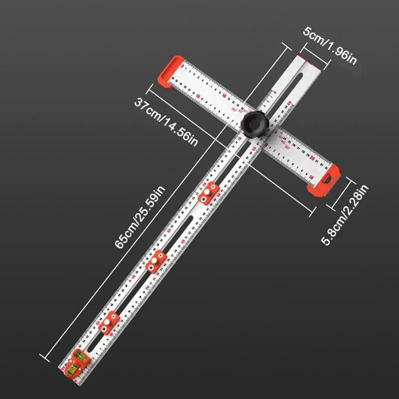 Precision T Square Ruler – Multi-Angle Measuring and Drilling Guide (60cm)
