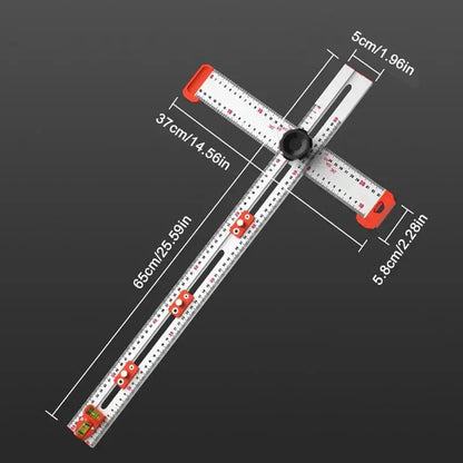 Precision T Square Ruler – Multi-Angle Measuring and Drilling Guide (60cm)