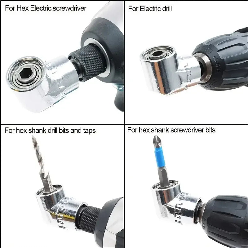 90 Degree Right Angle Drill Adapter – Magnetic 1/4" Hex Extension