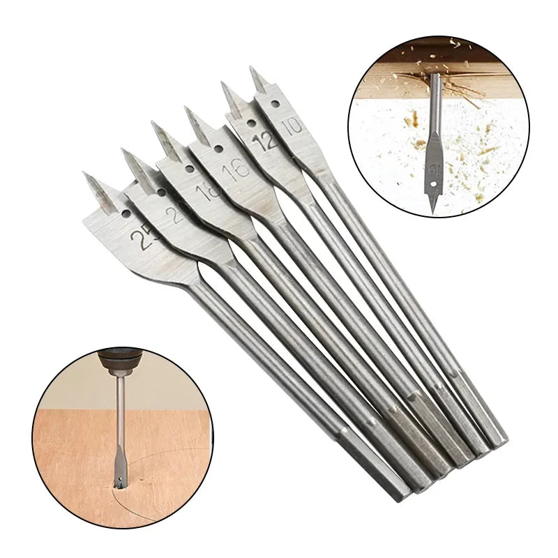 Spade Drill Bit Set 10–25mm Wood Drilling
