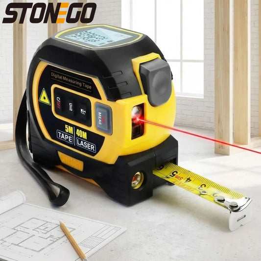 3-in-1 Laser Tape Measure – Digital Distance Meter with Steel Tape (40m/60m)