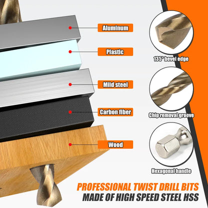 Cobalt twist drill bit set (M35)