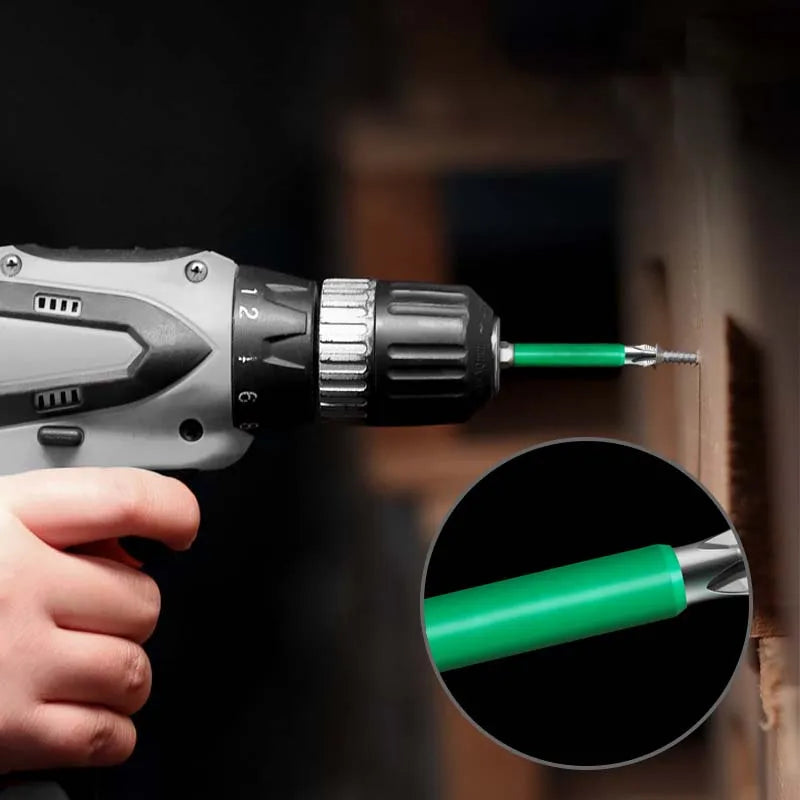 Magnetic Impact Screwdriver Bit Set – S2 Steel, Anti-Slip, Green Coated (6pcs)