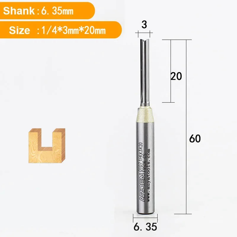 Arden Straight Router Bit – 1/4" Shank (3mm, 4mm, 5mm or 6mm)