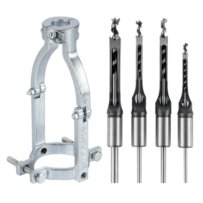 Square Hole Drill Bit Set – Mortise Chisel Kit with Drill Press Adapter (4 Pieces)