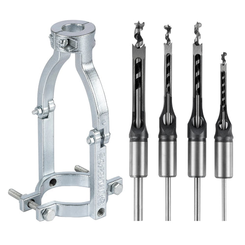 Square Hole Drill Bit Set – Mortise Chisel Kit with Drill Press Adapter (4 Pieces)