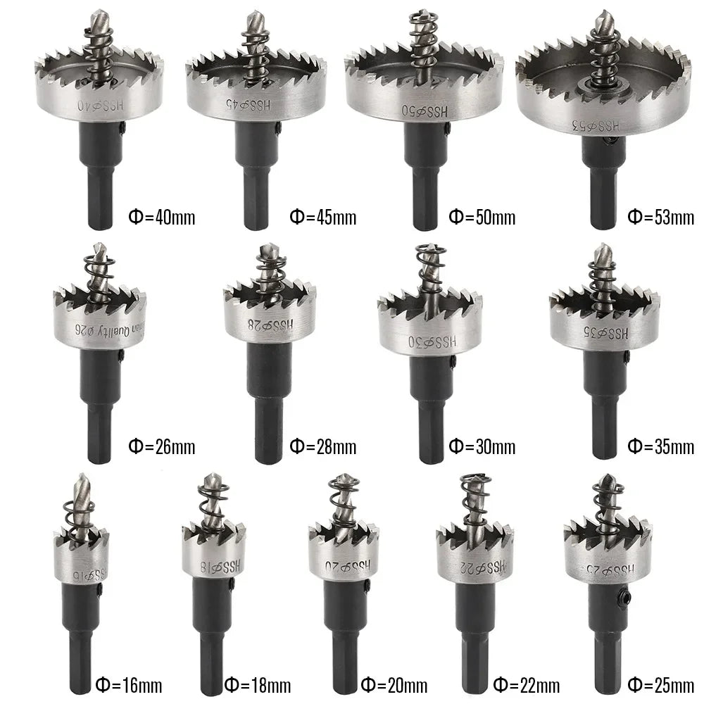HSS Hole Saw Drill Bit Set 16–53mm