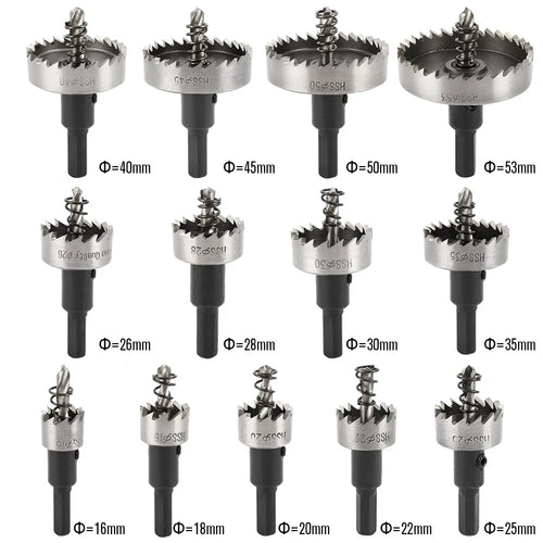 HSS Hole Saw Drill Bit Set 16–53mm