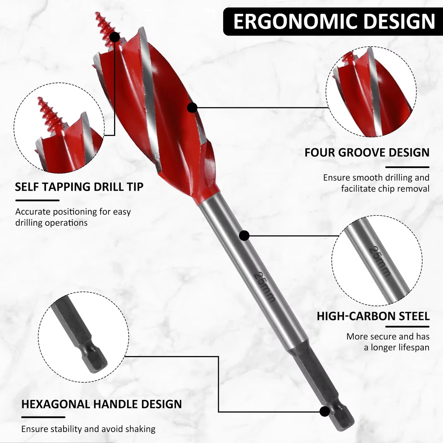 Wood Auger Drill Bit Set