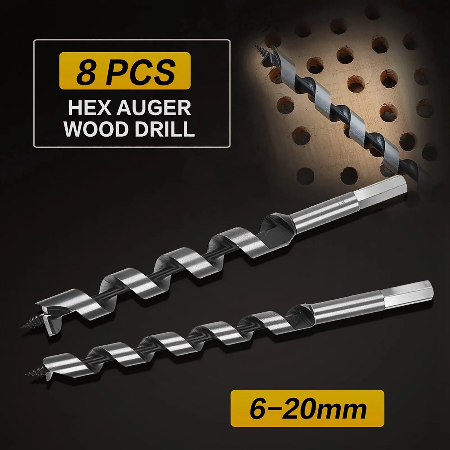Auger Drill Bit Set 6–20mm With Wood Case