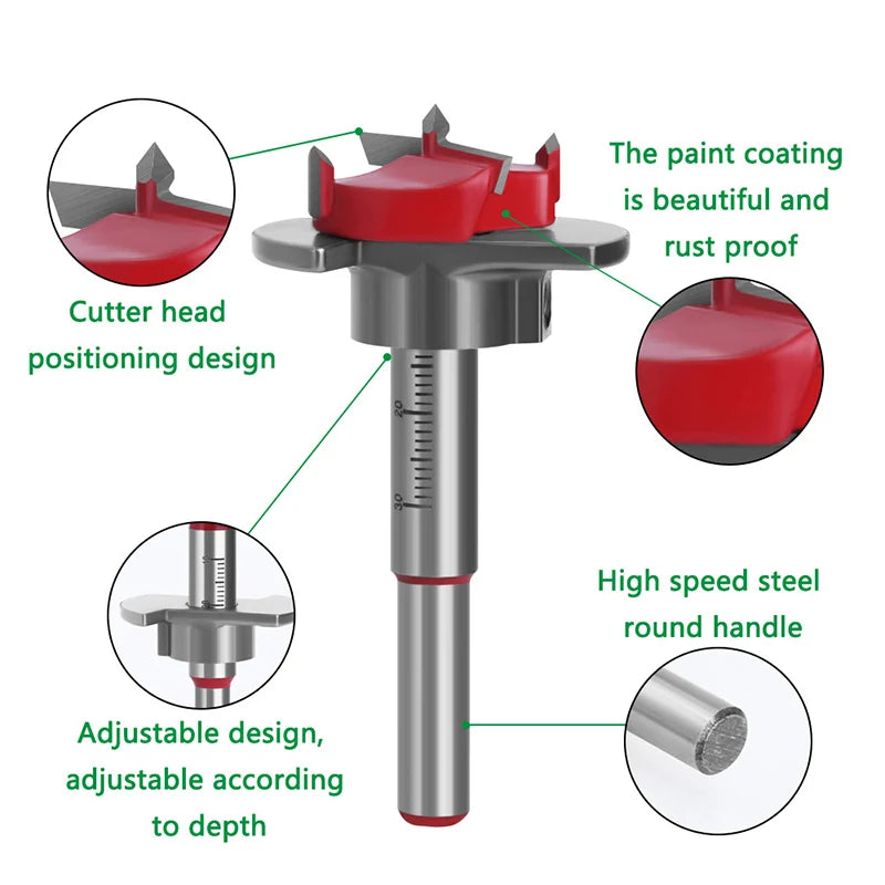 Hinge Hole Saw Drill Bit Set 15–35mm