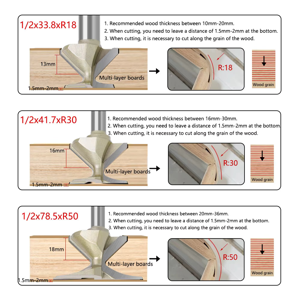 MDF Bending Router Bit – Precision Radius Cutting Tool (R18 / R30 / R50)