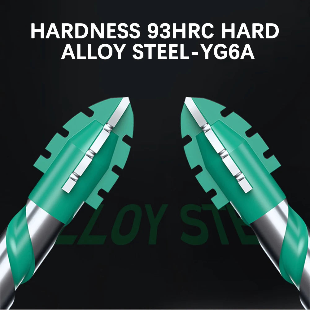 93HRC Multi-Material Drill Bit Set – YG6A Carbide, Hex Shank (4pcs)