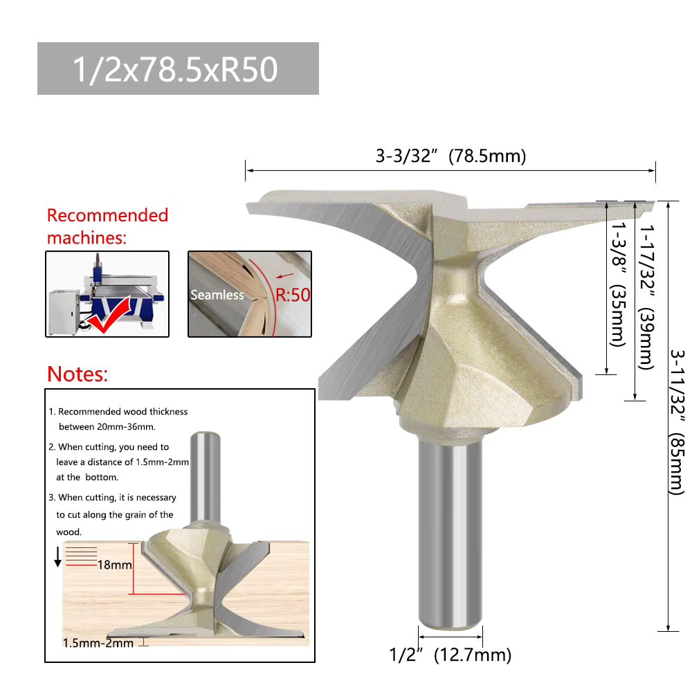 MDF Bending Router Bit – Precision Radius Cutting Tool (R18 / R30 / R50)