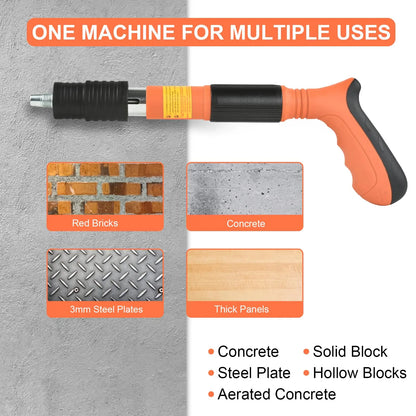 Manual Concrete Nail Gun Kit With 110 Nails