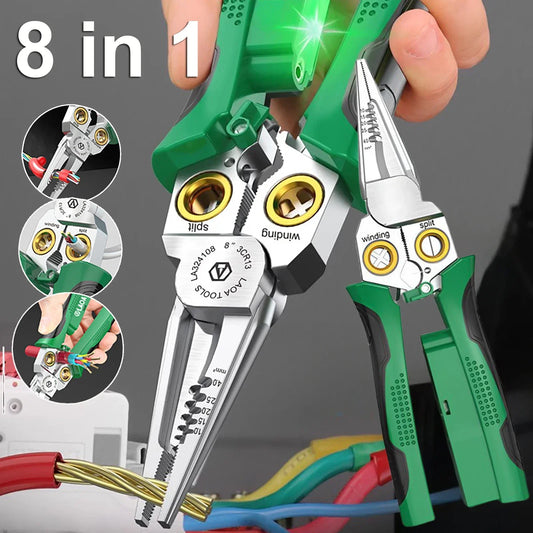 8-in-1 Wire Stripper Tool – Cutting, Crimping and Multi-Function Electrical Pliers