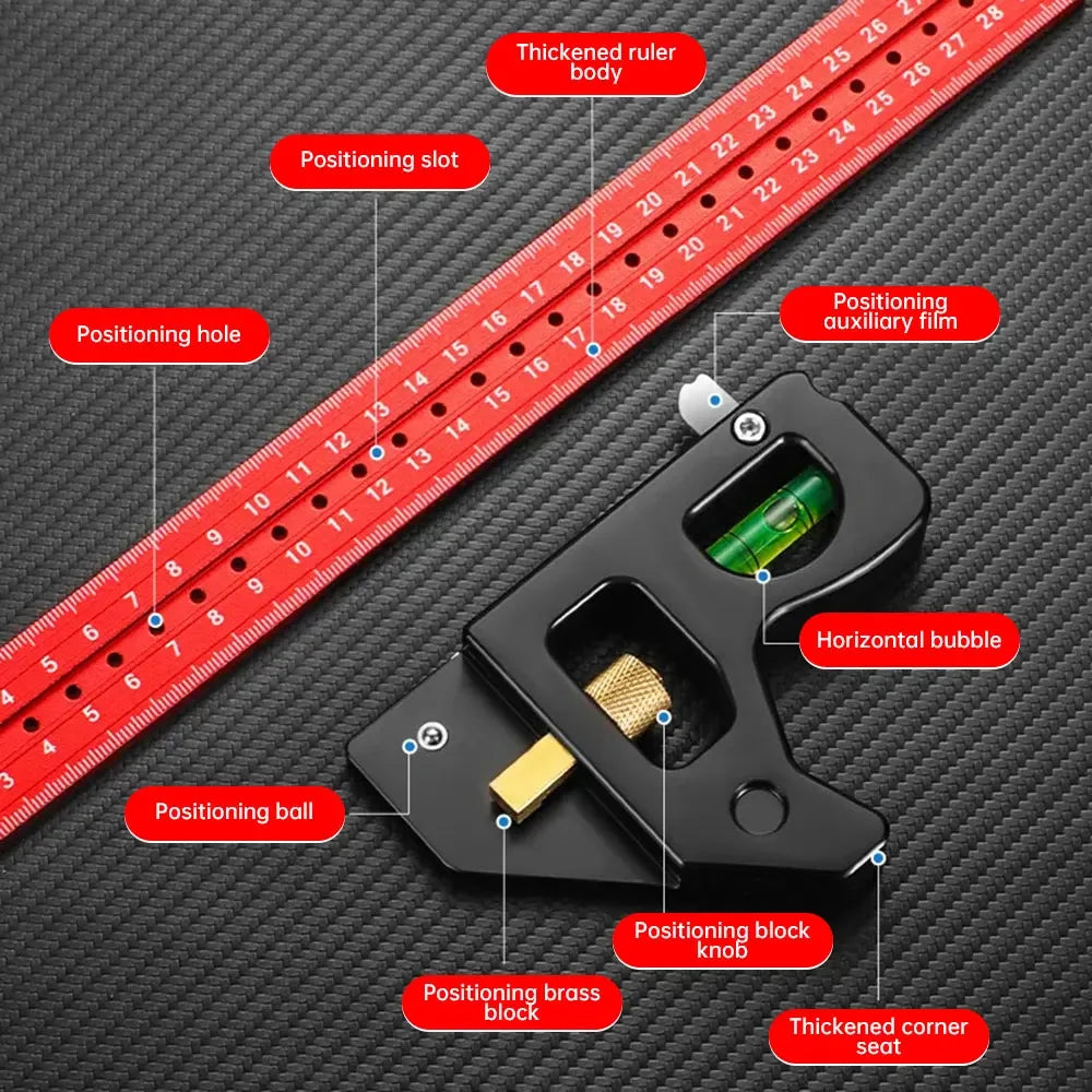COMBINATION ANGLE SQUARE RULER FOR WOODWORKING