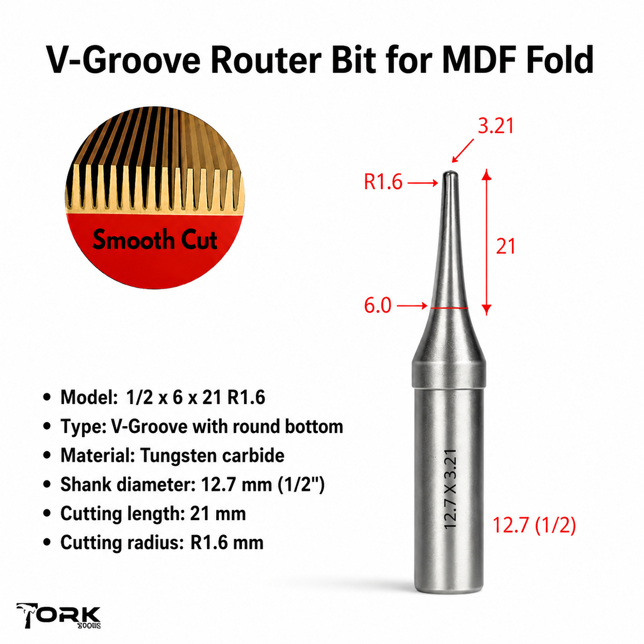 V Groove Folding Router Bit (12.7mm / 1/2")
